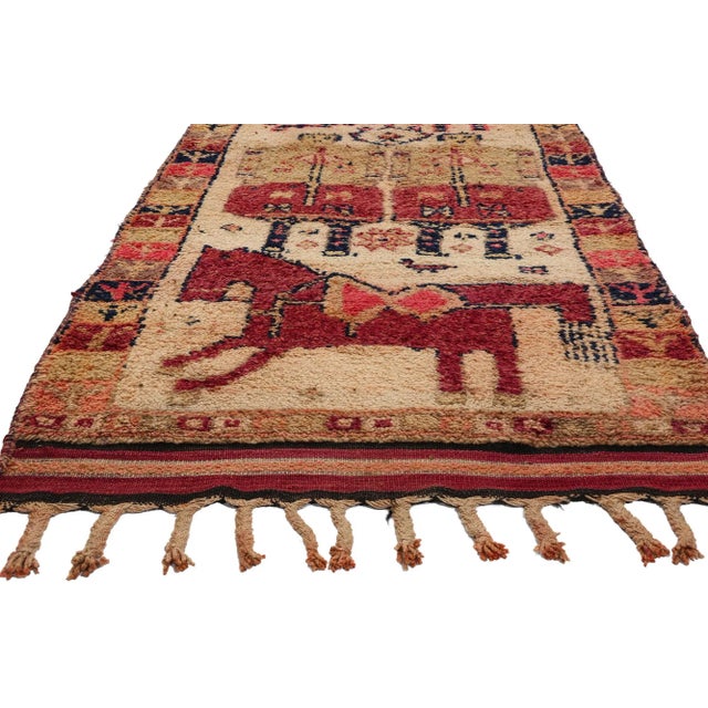 Vintage Kurdish Pictorial Rug Runner - 03'06 X 11'00 For Sale - Image 4 of 9