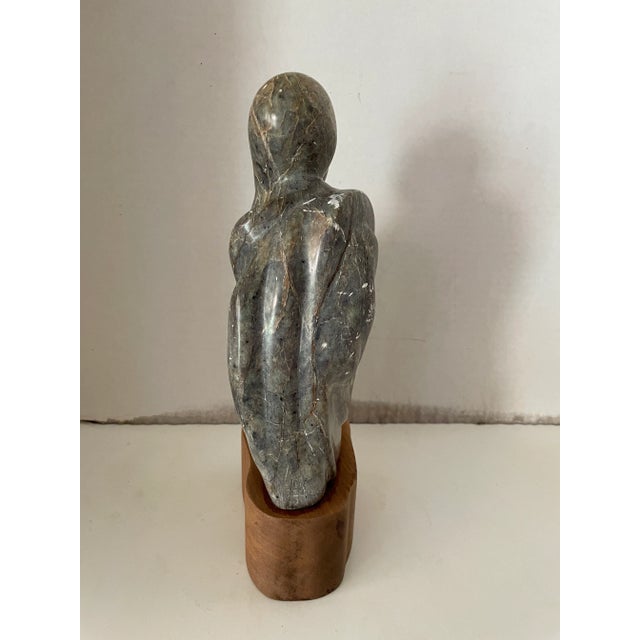Vintage 1980s Granite Stone EJC Figural Abstract Sculpture on Resin Base For Sale - Image 4 of 5