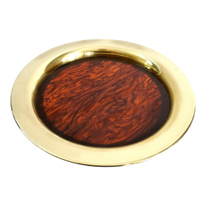 Tray Lucite Tortoise Shell & Brass