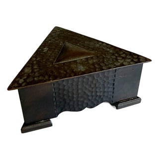 Early 1900s Hammered Bronze Triangle Box For Sale