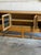 Oak Sideboard Cabinet Leaded Glass Doors in Style of Henning Kjaernulf Denmark 1960s For Sale - Image 4 of 9