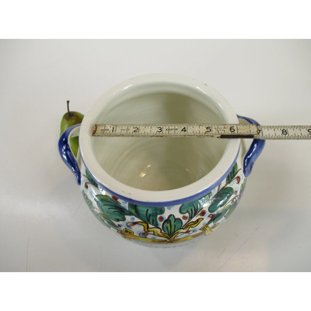 Green Vintage Ceramic Italian Hand-Painted Biscotti Jar For Sale - Image 8 of 11