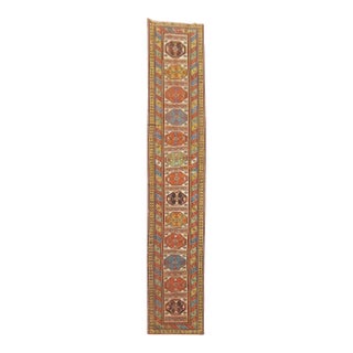 Tribal Geometric Antique Zabihi Collection Persian Kurdish Runner - 3' x 16'5" For Sale