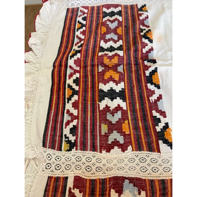 Gorgeous Antique Romanian Ethnographic Handspun Crochet Tablecloth For Sale In Miami - Image 6 of 8