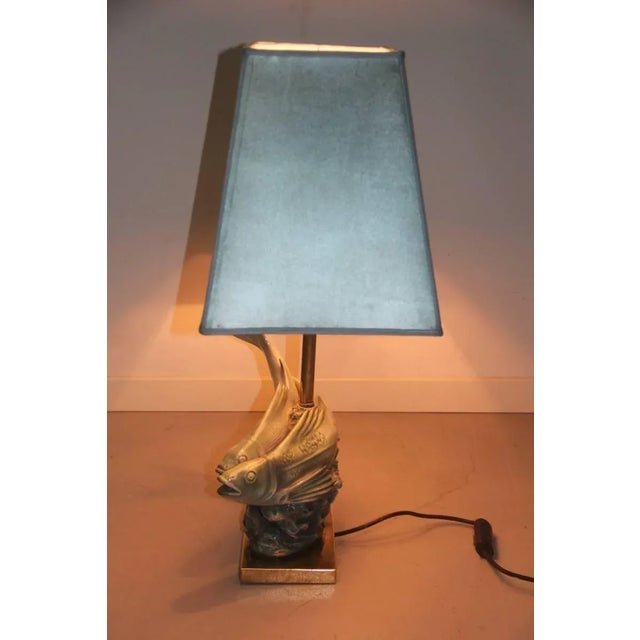 Silver Sculptural Fish Table Lamp by Guido Cacciapuoti, 1960s For Sale - Image 8 of 11