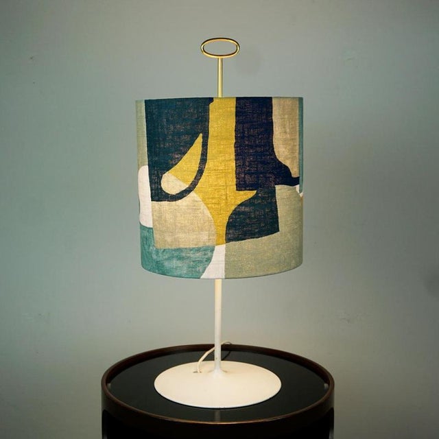 Mid-Century Austrian White Lacquer and Brass Table Lamp attributed to J. T. Kalmar, 1960s For Sale - Image 6 of 11