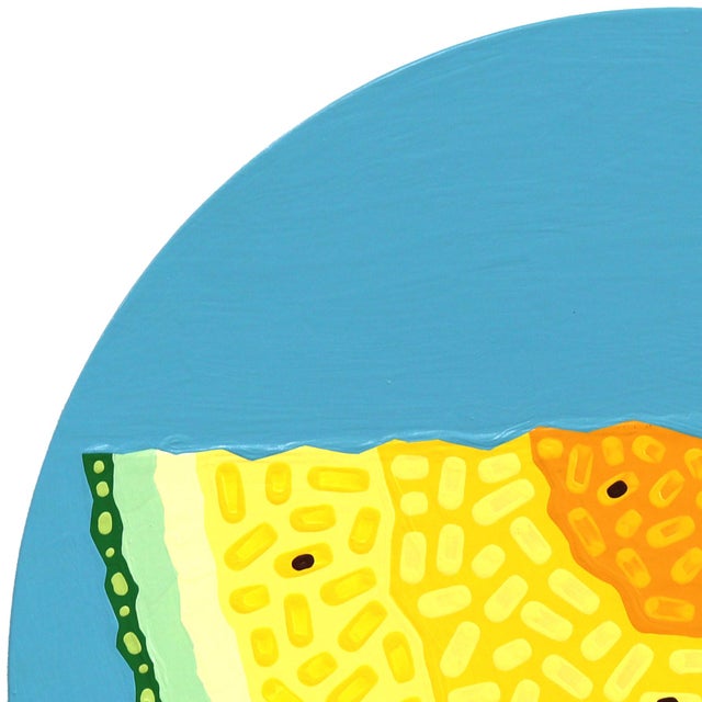Yellow Watermelon - Original Vibrant Abstract Fruit Still Life Acrylic Painting on Panel by Will Beger For Sale In Los Angeles - Image 6 of 9