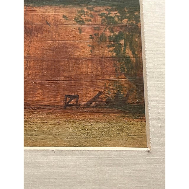 Mid-Century Modern Mid-Century Modern Vintage Oil on Wood Painting Signed, Matted, Framed For Sale - Image 3 of 7