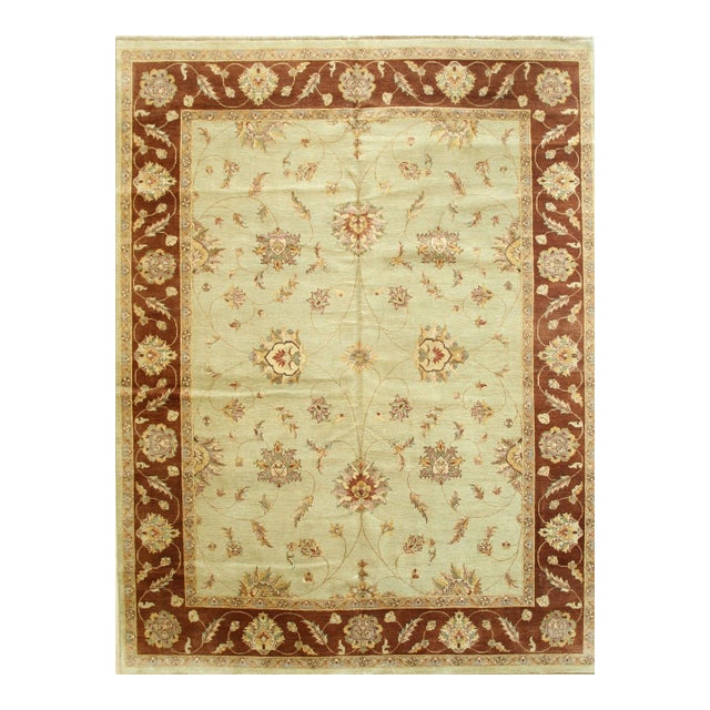 Alluring Artisan Multicolor Hand-Knotted Wool Rug Carpet, Indo-Persian Design For Sale
