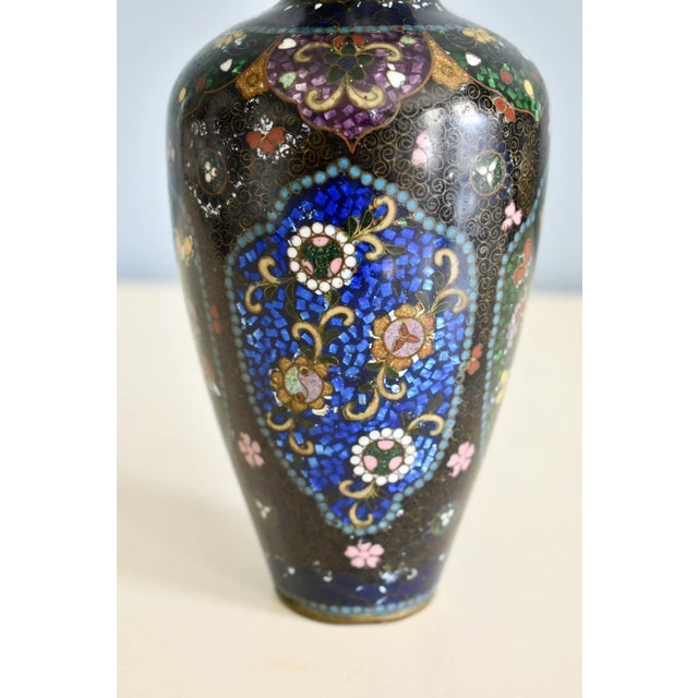 Metal Antique Asian Cloisonné Vase For Sale - Image 7 of 12
