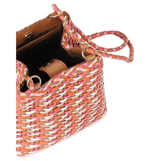 Annick Cognac / White / Orange Multi Small Bucket Crossbody For Sale - Image 4 of 4