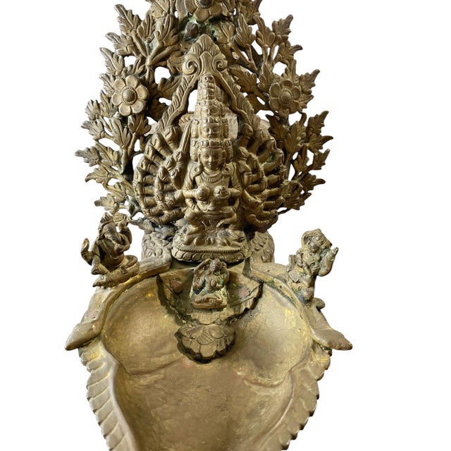 Asian Rare 19th Nepalese Bronze Ritual Vessel W/Dieties For Sale - Image 3 of 11