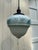 Metal Antique Brass Hanging Fixture With Vintage Glass Shade For Sale - Image 7 of 9