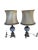Pair of 20th-century ceramic and bronze table lamps A refined pair of table lamps, made of ceramic decorated with blue and...