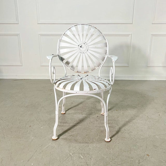 1940's Century Francois Carre "Sunburst" Spring Garden Armchairs - Set of 4 For Sale - Image 9 of 11