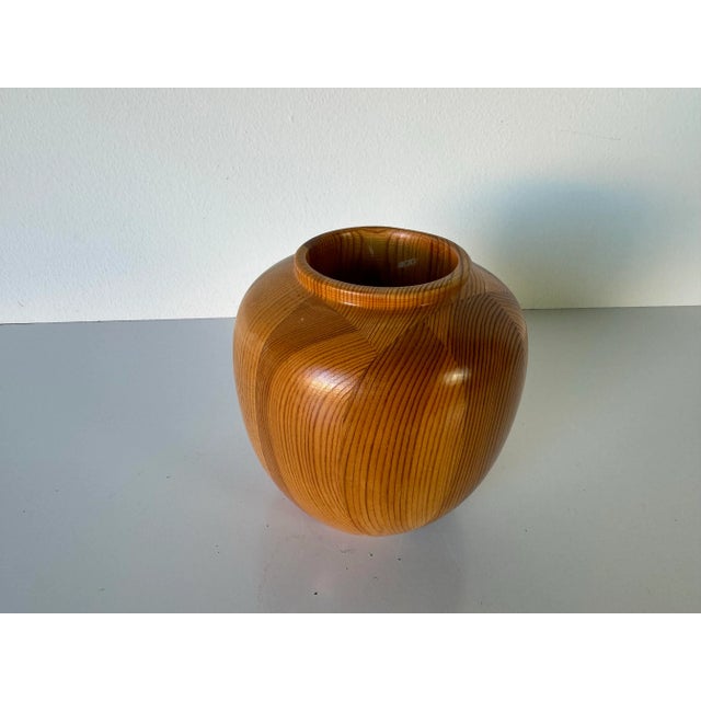 1980s Vintage Hand Turned Pine Wood Vase/ Sold For Sale - Image 5 of 10