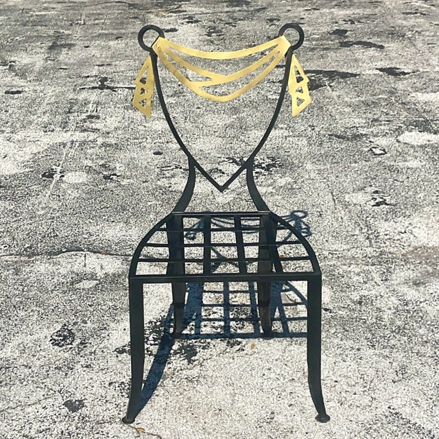 Vintage Postmodern Swag Metal Chair For Sale - Image 10 of 11