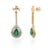Statement Diamond Natural Emerald Dangle Drop Earrings 14k Solid Yellow Gold- 2 Pieces For Sale - Image 4 of 11