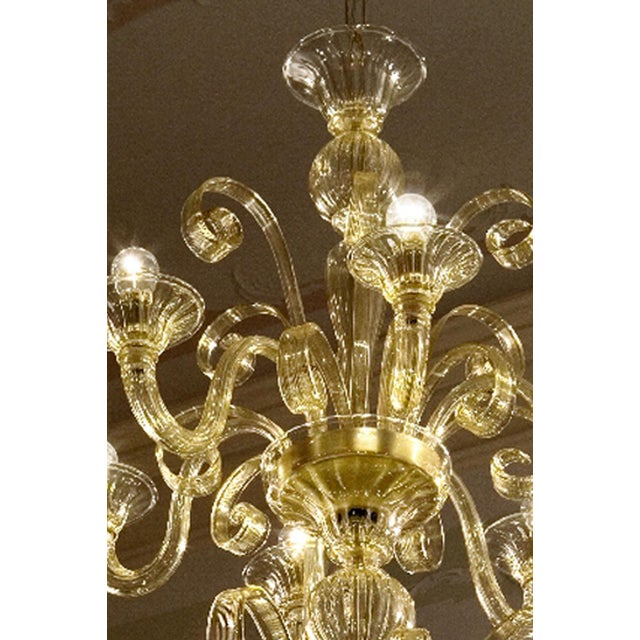 Murano Contemporary Champagne Venetian "Curls" Murano Blown Chandelier For Sale - Image 4 of 7