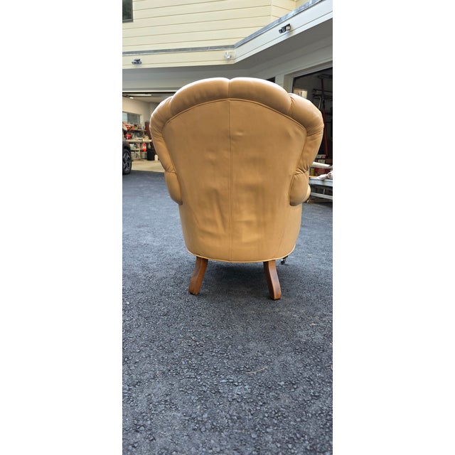 Transitional 1990s Pair of Transitional Leather Club Chairs by Ethan Allen For Sale - Image 3 of 7