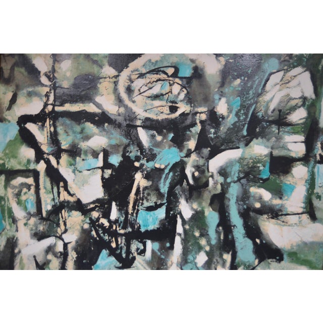 Felix Ruvolo Oil Painting on Canvas, 'Kinectic Moment' Signed and Dated 1951 For Sale - Image 4 of 5