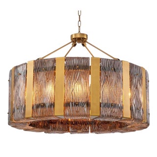 Brass Chandelier with Smoked Glass by Eichholtz For Sale