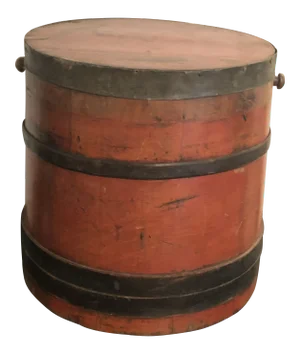 Antique Wooden Red Large Firkin