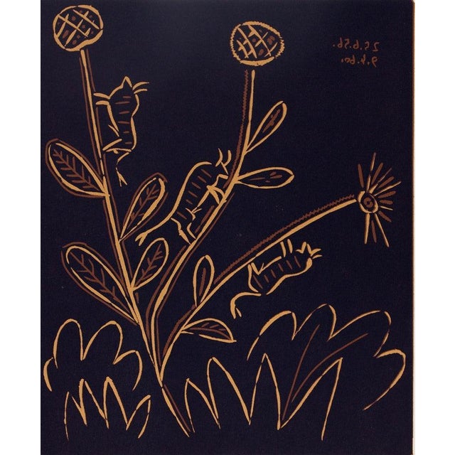 Pablo Picasso (1881-1973) (after) Plant with Toritos Color linocut On wove paper, 26 x 32 cm (approx. 10 x 13 inches) Very...