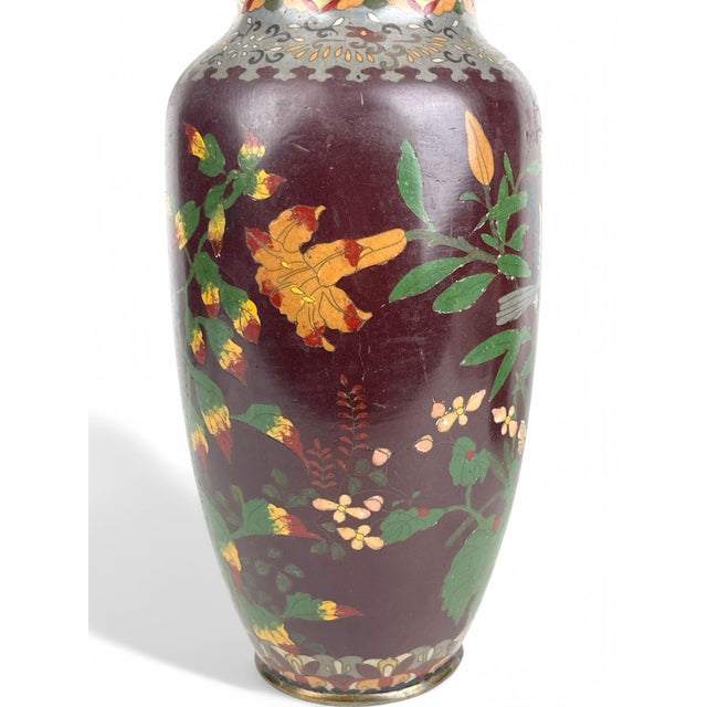 A Pair of Japanese Meiji. Design Cloisonné Enamel Vases For Sale In Los Angeles - Image 6 of 12