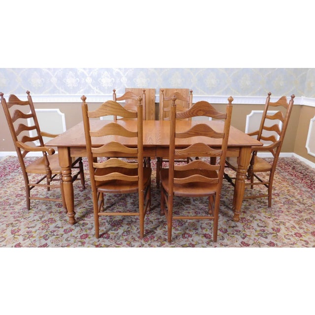 S. Bent Bros. Solid Oak Dining Set ~ Kitchen Table & 6 Ladder Back