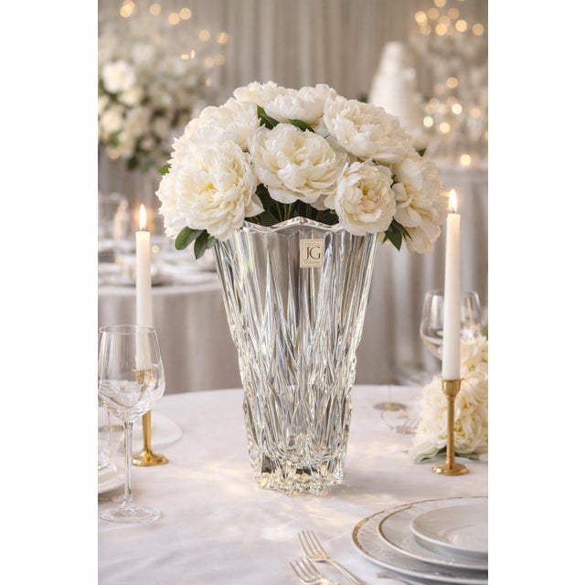 French French Jg Durand Crystal Cathedral Vase, 11” Sculptural Cut Glass For Sale - Image 3 of 12