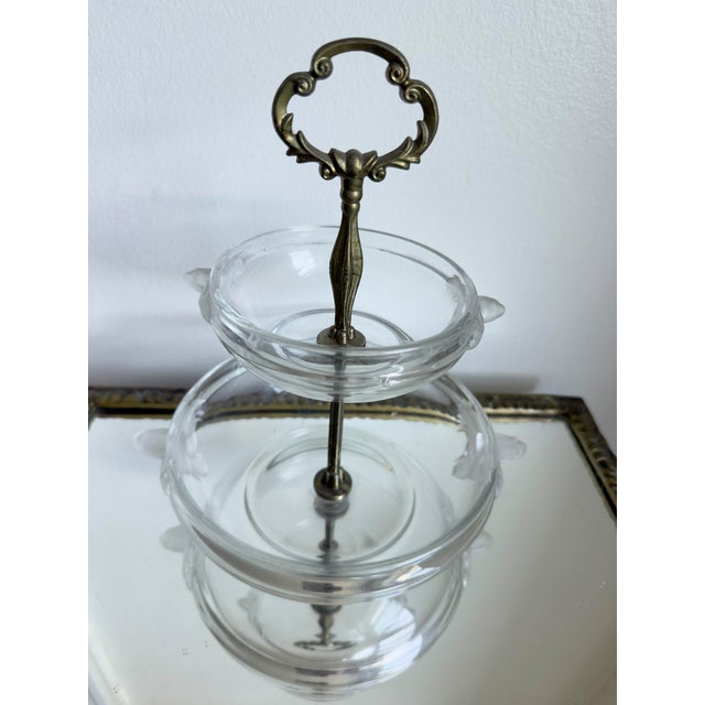 Vintage Hollywood Regency Walther Glas Two Tier Crystal Glass Tidbit Server, Circa 1960s For Sale - Image 10 of 10