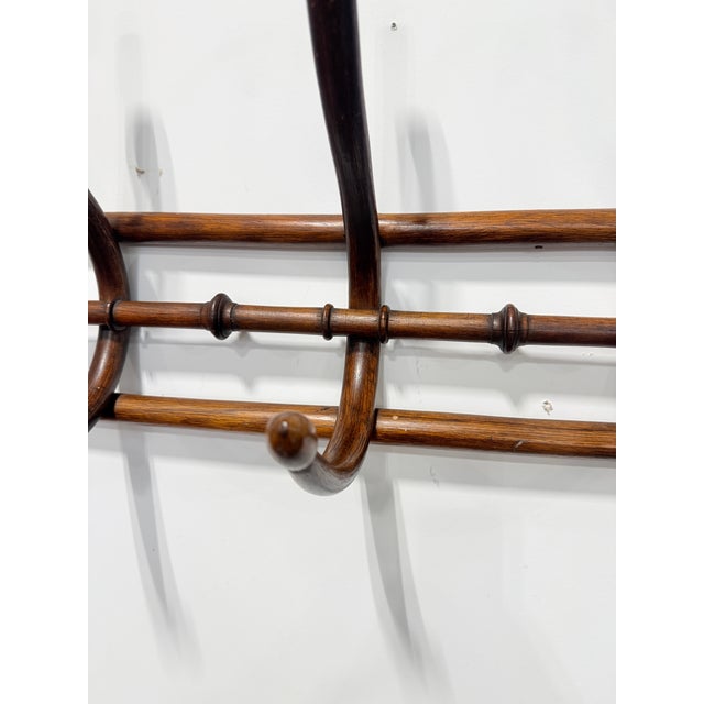 French Faux Bamboo Bentwood Wall Coat Rack, Thonet-Style, Late 19th For Sale - Image 9 of 11