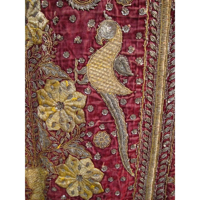 Textile 19th Century Silver and Gold Indian Embroidery Tapestry With Two Elephants For Sale - Image 7 of 13