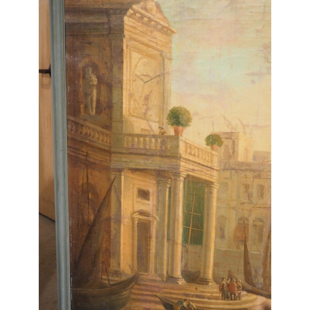 19th Century French Seaport Oil Painting After Claude Lorrain, 60.4 X 74.3 In For Sale - Image 12 of 18