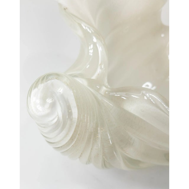 White Mid-Century Italian Murano Style Seashell Form Decorative Bowl For Sale - Image 8 of 11