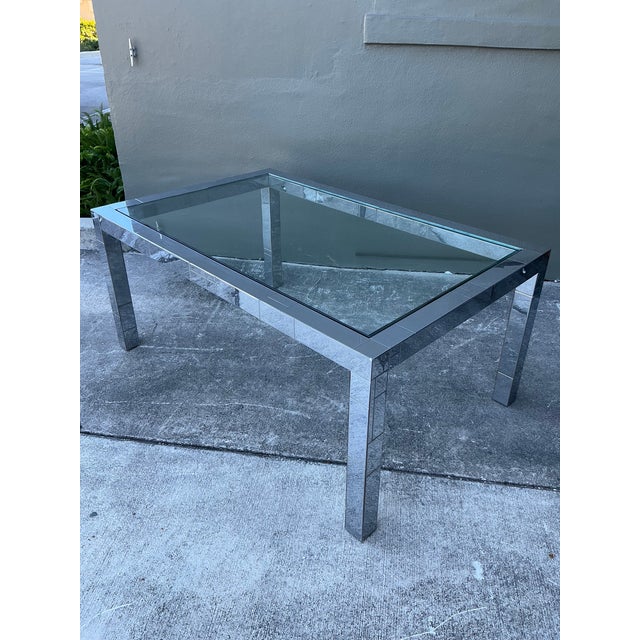 Late 20th Century Vintage Boho Chrome Cityscape Dining Table After Paul Evans For Sale - Image 5 of 12
