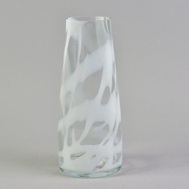 White XL Signed La Murrina White and Clear Murano Glass Vase For Sale - Image 8 of 10