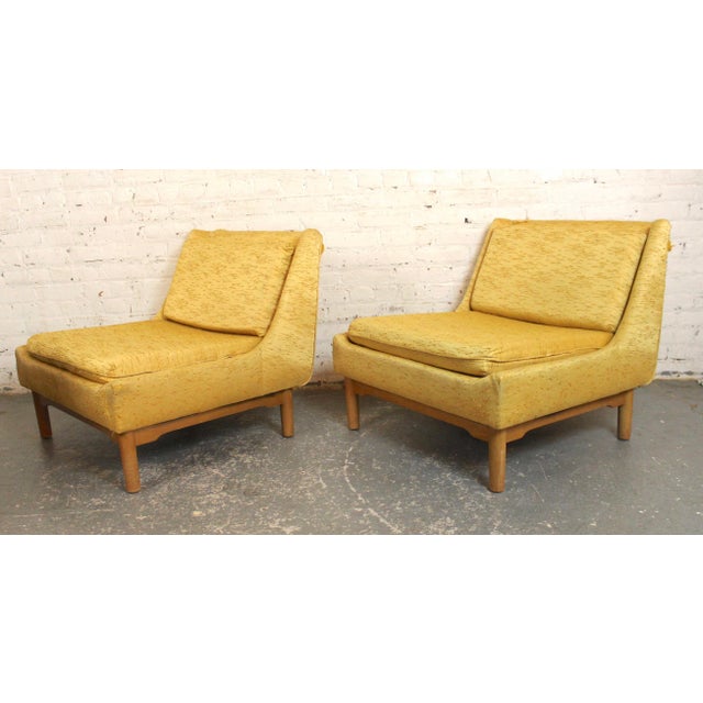 Mid-Century Modern Mid 20th Century Yellow Slipper Chairs W/ Maple Base For Sale - Image 3 of 12