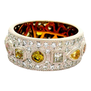 Diamond Platinum & 18k Gold Pave Band, Size 6