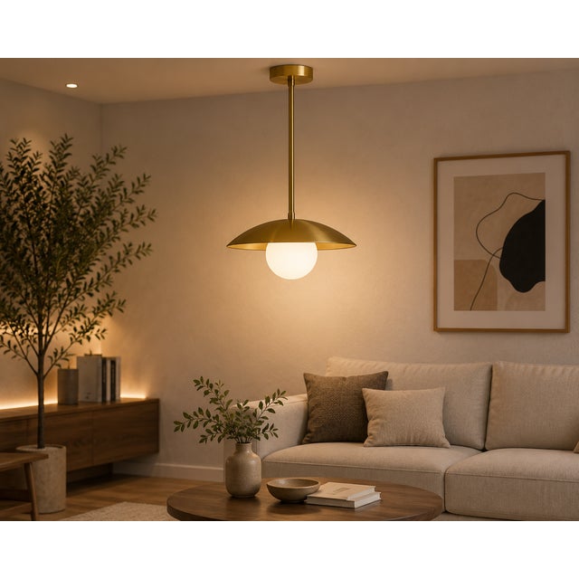 Not Yet Made - Made To Order Solid Brass Globe Pendant Light, Contemporary Solid Brass Pendant For Sale - Image 5 of 8