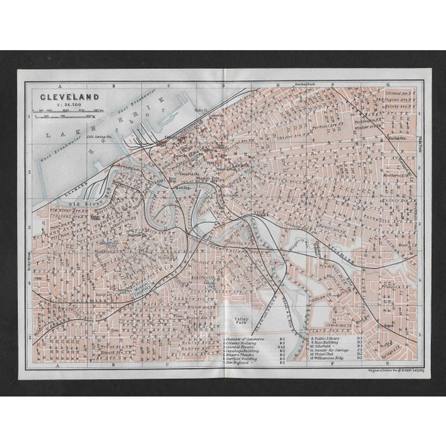 American 1909 Antique Map of Cleveland Ohio For Sale - Image 3 of 3