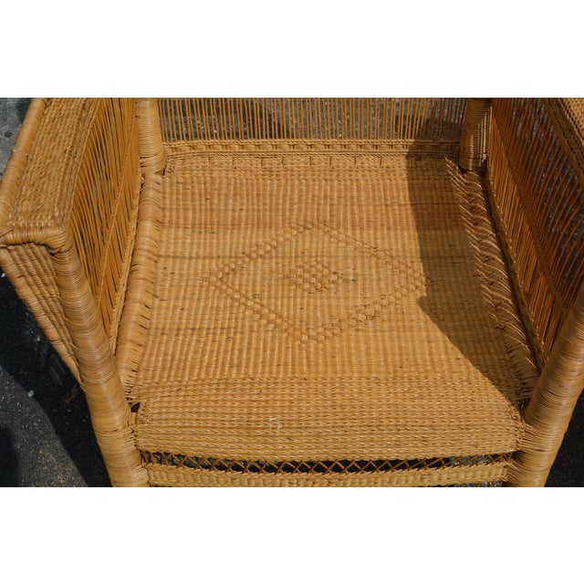 1980s Malawi South Africa Golden Tan Woven Rattan / Cane Arm Chairs Patio - A Pair For Sale - Image 4 of 11
