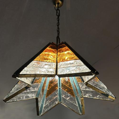 Amber Clear Glass Pendant Light from Poliarte, 1970s For Sale - Image 3 of 12