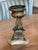 19th century Italian Grand Tour bronze urn with a flared rim chased with a band of palmettes over a gadrooned bowl, raised...