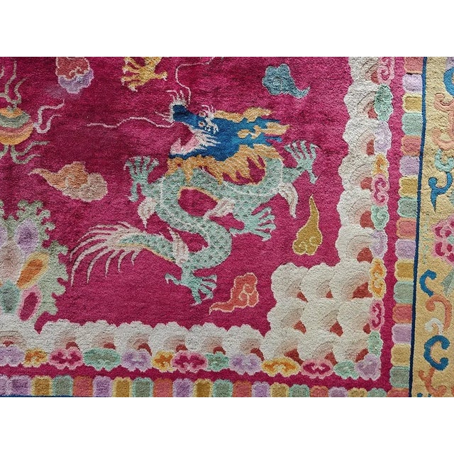 Art Deco 1920s Chinese Art Deco Dragon Carpet ( 8'8" x 11'9" - 264 x 358 ) For Sale - Image 3 of 12