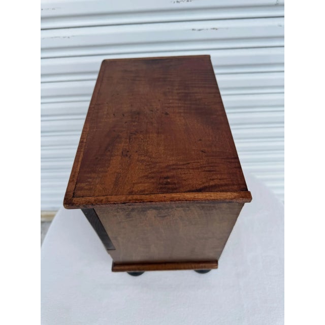 Miniature Antique George Iii Style Curly Maple Chest For Sale - Image 9 of 12