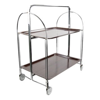 Mid-Century Dinette Foldable Serving Trolley from Bremshey Solingen, 1950s For Sale