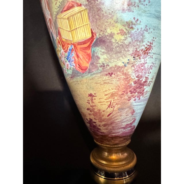 Metal 19th C Sevres Louis XVI Blue Gilt Bronze Porcelain Vases – Pair For Sale - Image 7 of 18