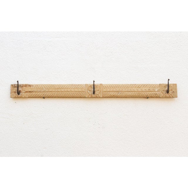 Farmhouse Farmhouse Style Carved Teak Wall Hook For Sale - Image 3 of 7